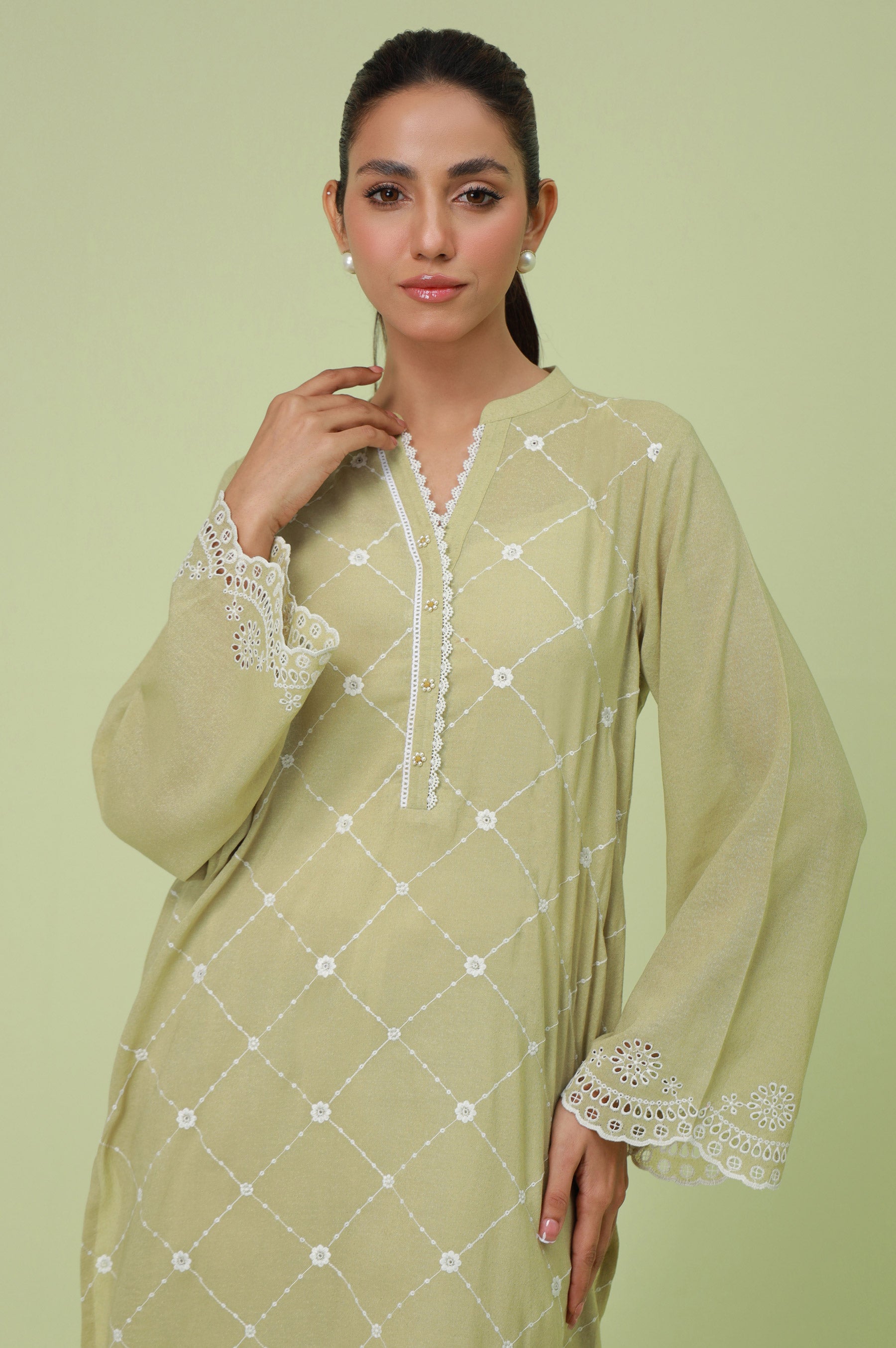 Stitched 1 Piece Textured Lawn Chikankari Embroidered Shirt